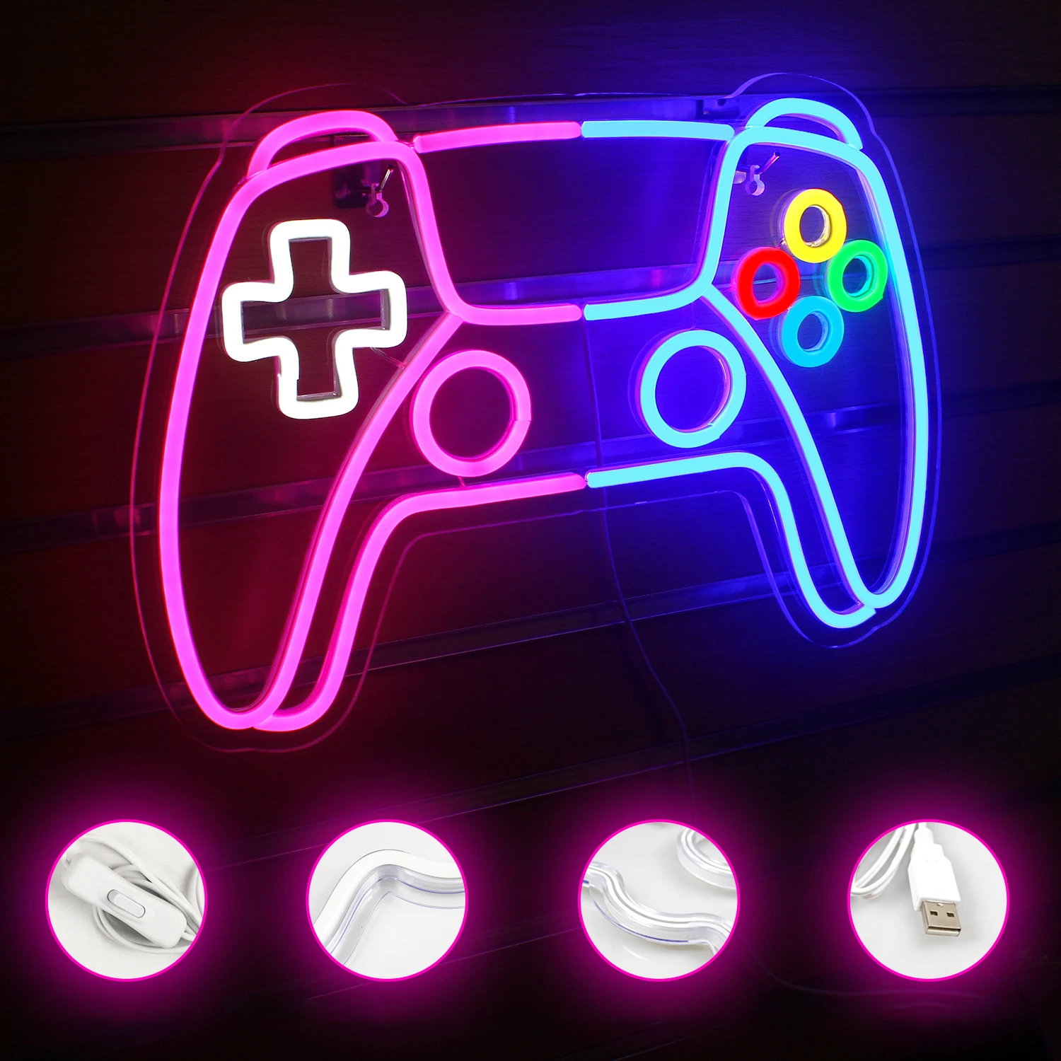 Imagem -03 - Gaming Neon Sign For Wall Decor Luz Led Sala de Jogos Meninos Crianças Sala de Jogos Bar Quarto Party Decor