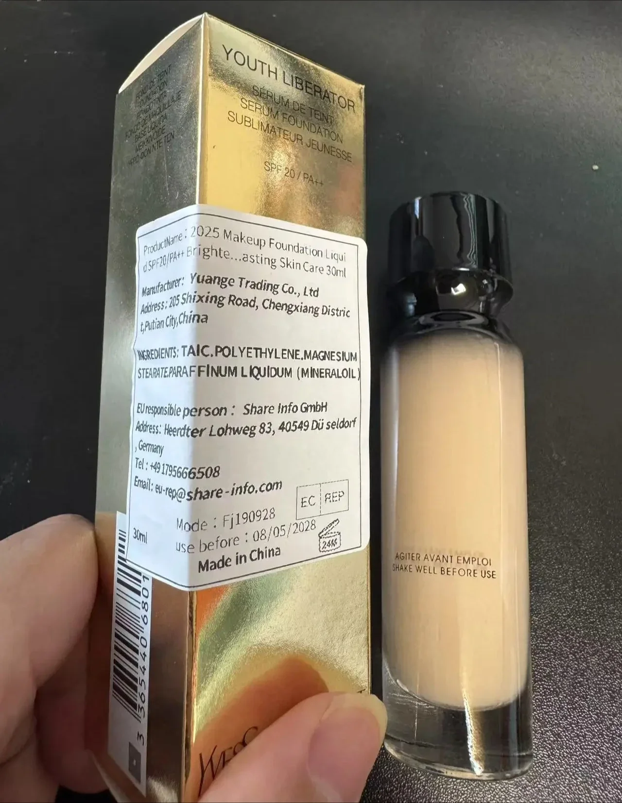 Fond de teint liquide SPF20/PA ++, Base de maquillage éclaircissante, correcteur de couverture du visage, soins de la peau longue durée, outil de maquillage 30ml