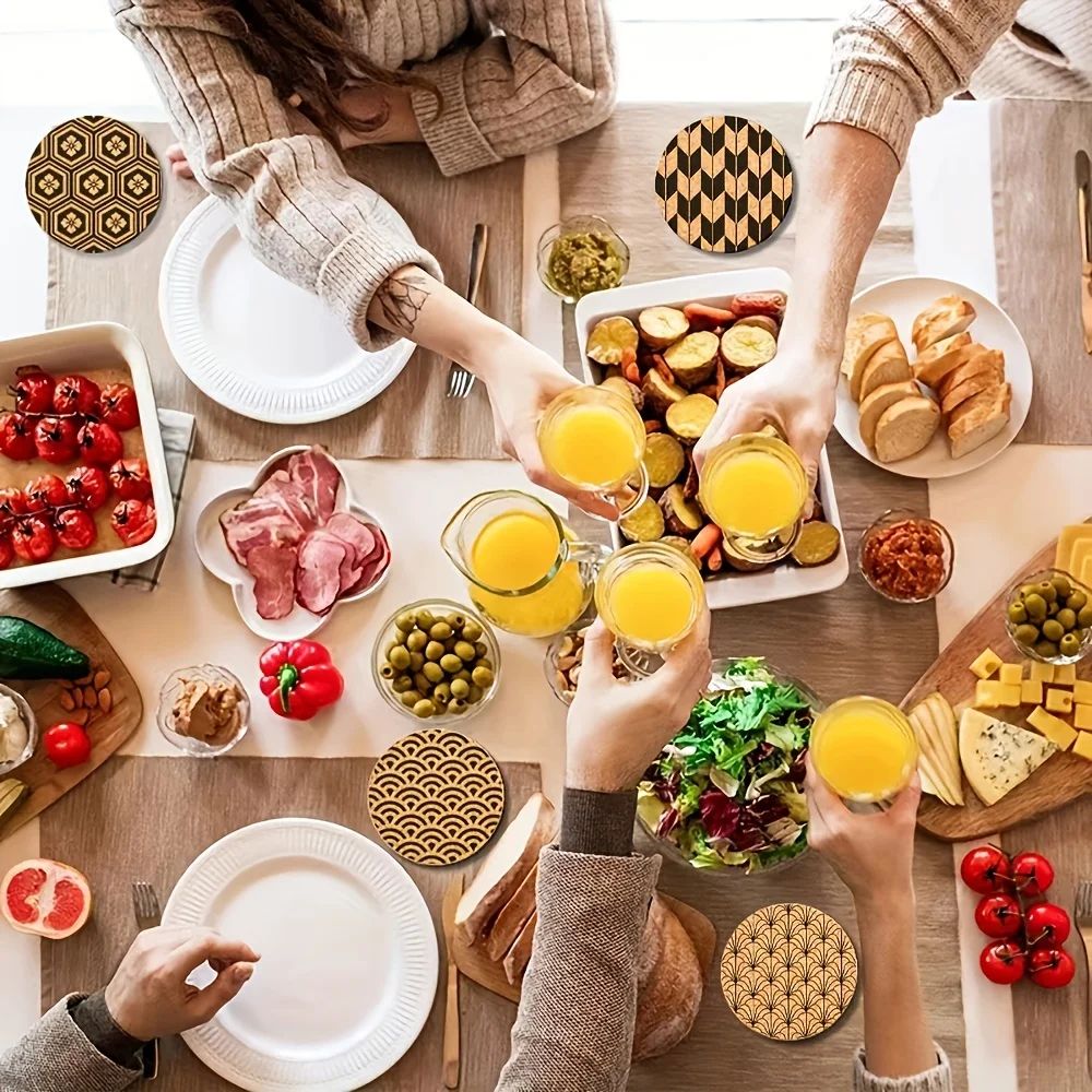 مجموعة قواعد أكواب من الفلين للكوب والأكواب - قواعد أكواب للمشروبات لديكور طاولة الطعام ومستلزمات المطبخ وهدايا مثالية لحفلات الزفاف وحفلات الزفاف #6