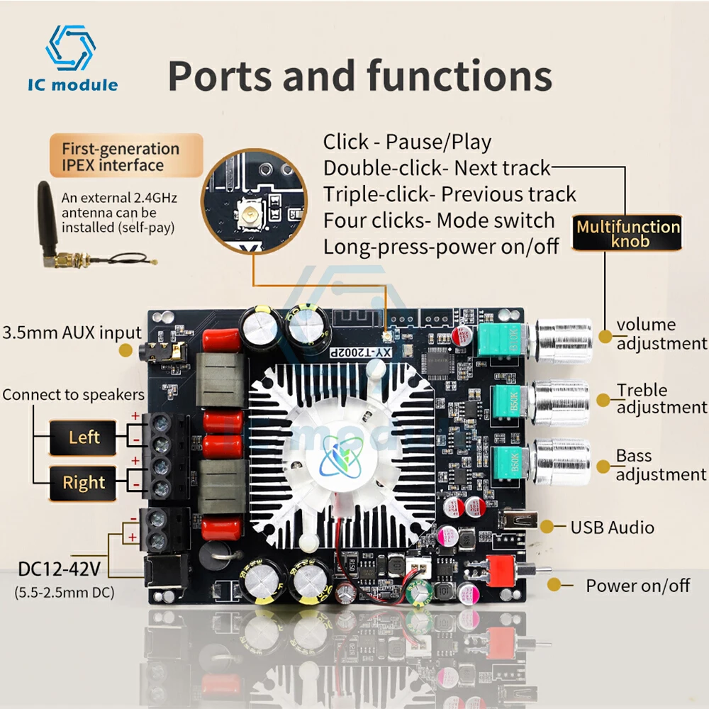 XY-T2002P Upgraded BT Digital Amplifier Board TPA3223 200W+200W