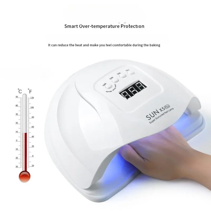 Máquina de fototerapia de unhas 120W, luz LED de indução, máquina de secagem de luz para cozimento de unhas, proteção inteligente contra superaquecimento