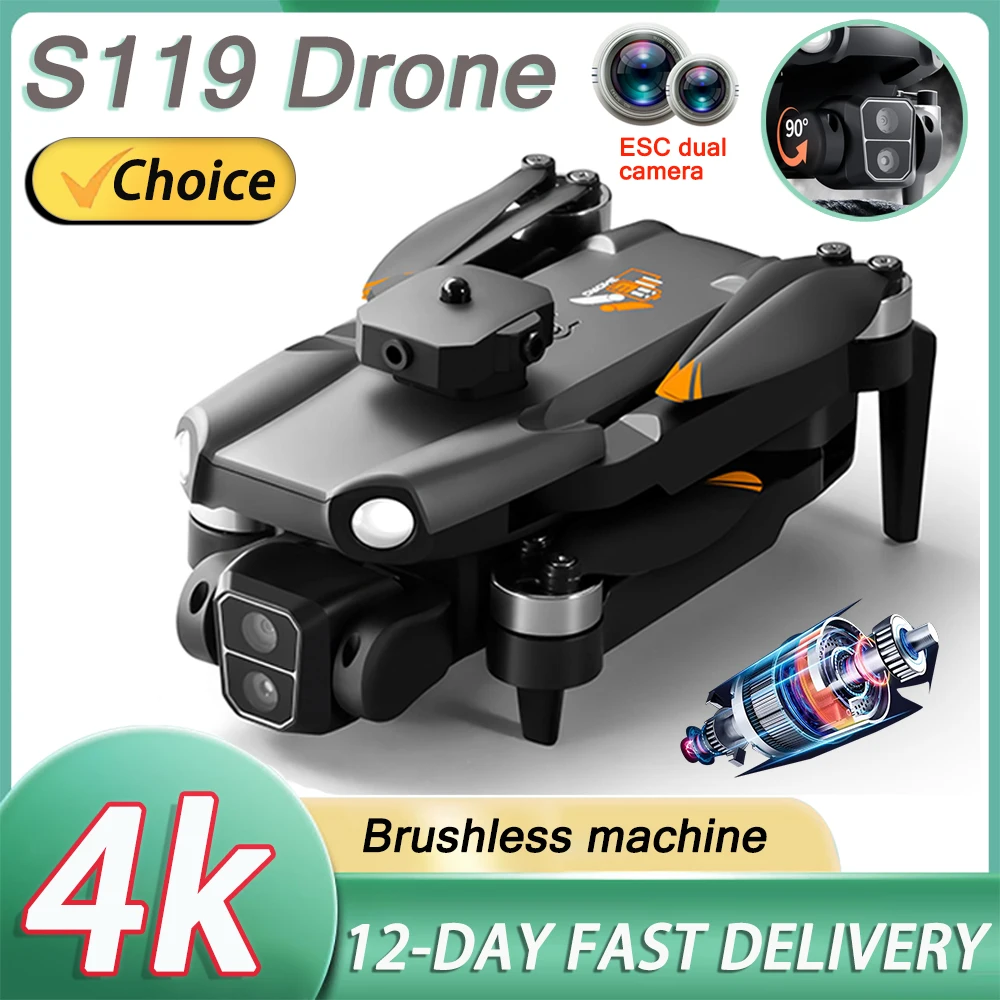 New S119 FPV Drone 4K Dual Camera WIFI Intelligent Obstacle Avoidance Professional Brushless Motor RC Quadcopter Mini Gift Toys