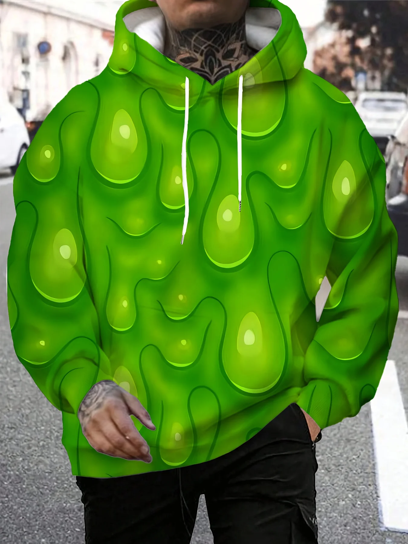 

Men'S Casual Regular Fit, Stretch Knit Fabric, Drawstring Hood, Pockets, Loose Fit for Gym Home Wear - Spring, Fall, Winter,