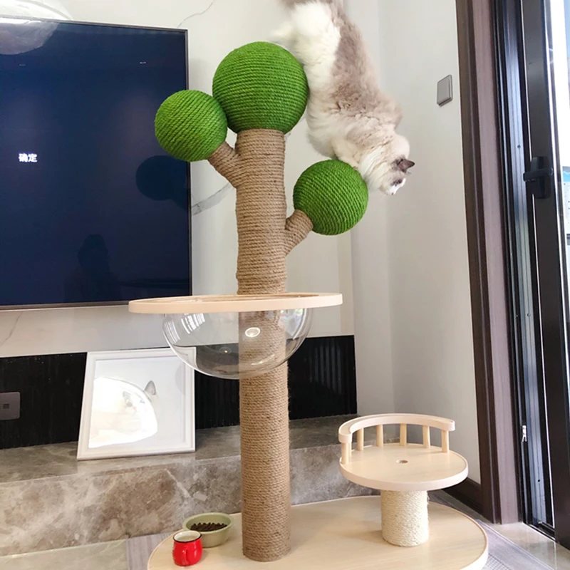 Nordic Solid Wood Cat Tree Modern Climbers Swing Playground for Cat Habitat Cat Condo Post Pet Products Perchoir Chat FYCT