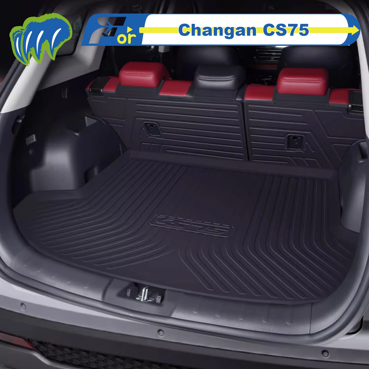 

Для Changan CS75 2014-2024 Custom Fit TPE Коврик для багажника автомобиля Коврик для багажника 3D-образный лазерный измерительный коврик для багажника Защитный коврик для спинки стула
