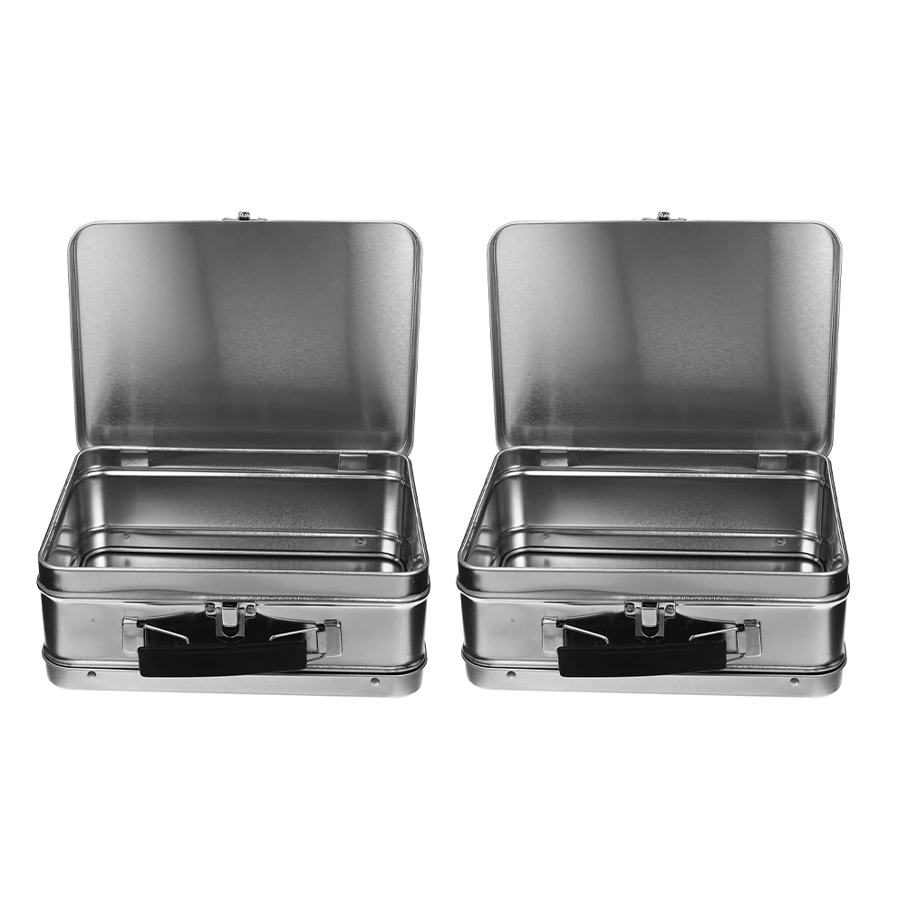 

2pcs Box Desktop Storage Boxes Container Small Case Metal Lock Gifts Desktop Storage Box Packaging Collectibles Keeper