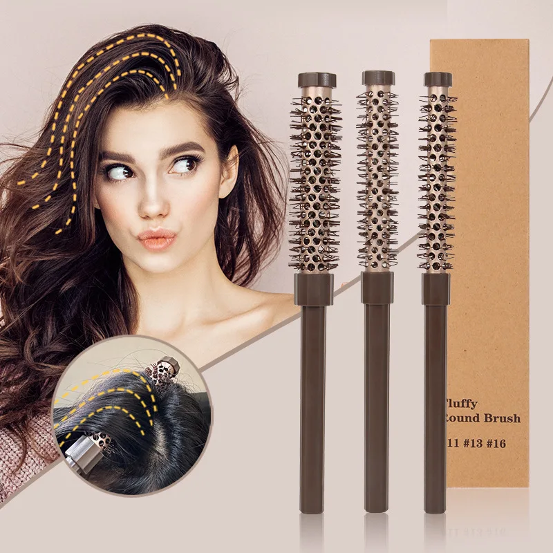 3pcs Round Comb Curly Hair Rollers Brush Set Hair Accesory Mini Volumizing Roller Combs for Styling Travel Salon Home Hair Tool