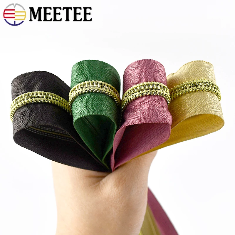 2/5/8/10M Meetee 5# Nylon Zippers Tape Plastic Zips Coil By Meter for Bag Clothes Zip Sewing Grament Repair Kit DIY Accessories