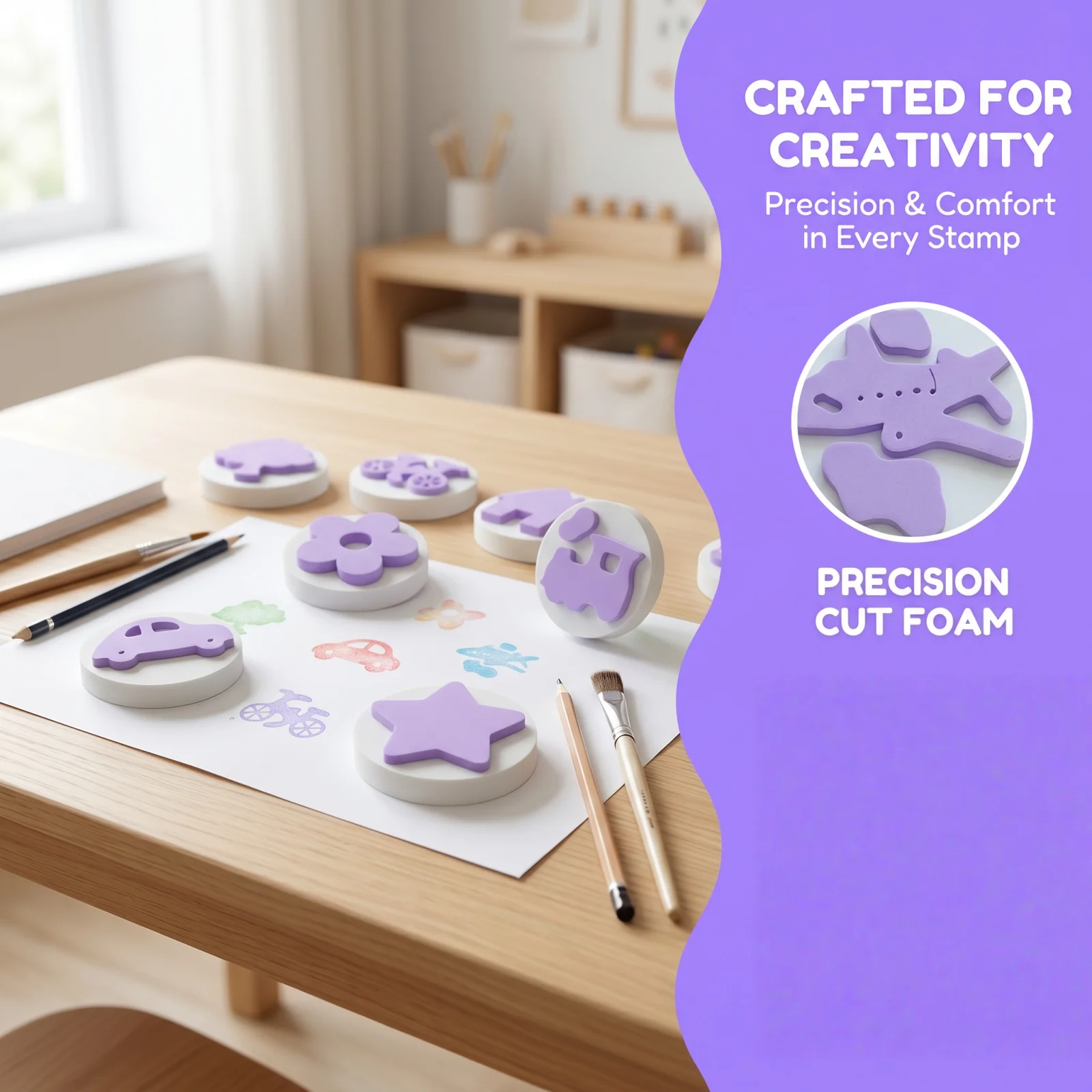24個のEVAフォームスタンプセット、ノンスティックハンドル - Art Craft Stick のレビューと価格
