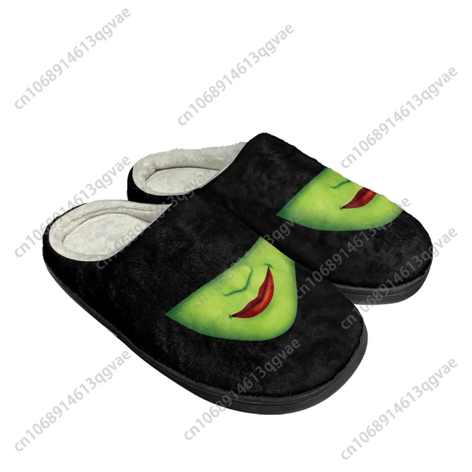 WICKED He Musical Elphaba Wicked Witch of the West Home Cotton Slippers Mens Womens Plush Bedroom Keep Warm Indoor Custom Shoe