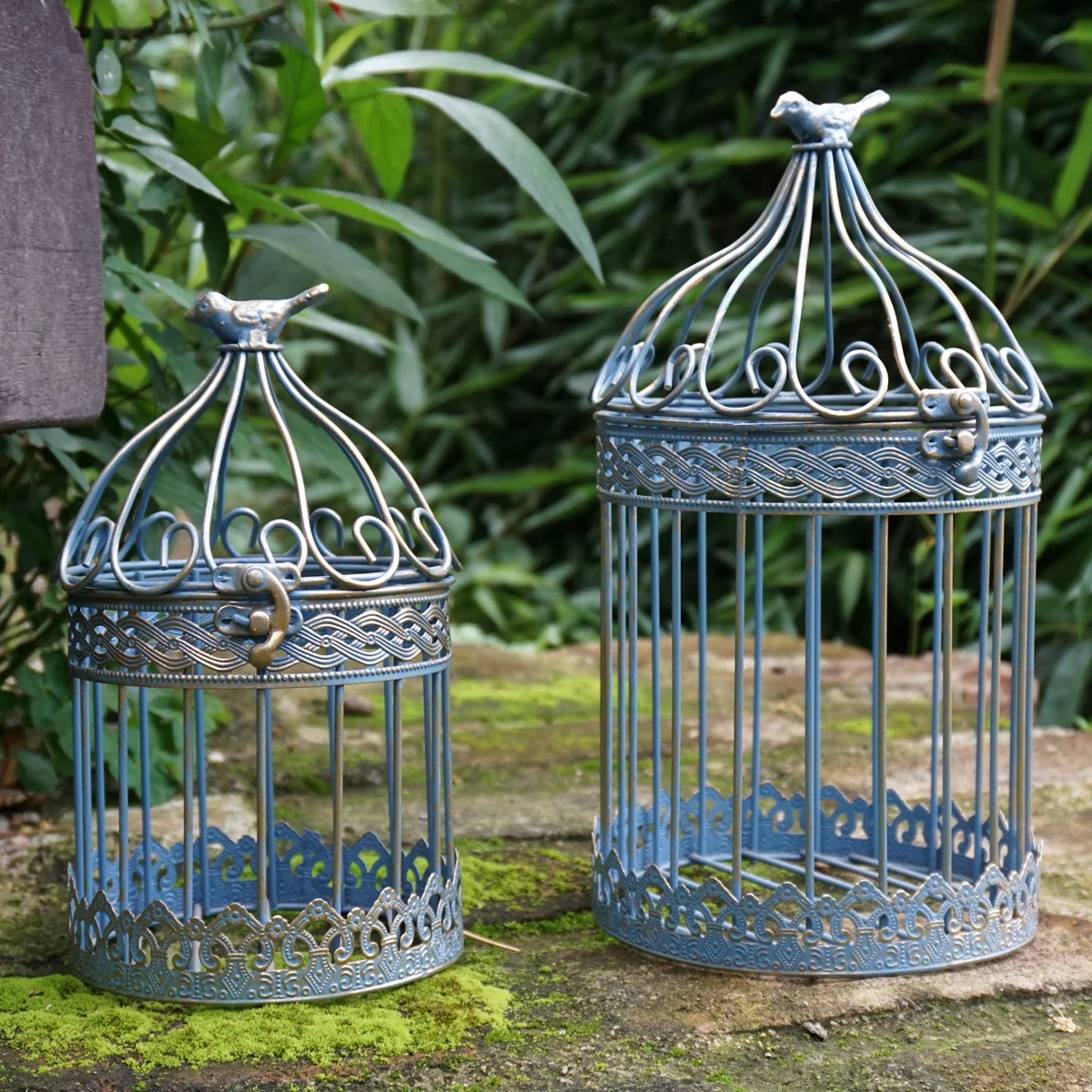 Set 2 Pieces Home and Garden Iron Vintage Bird Cage Decoration