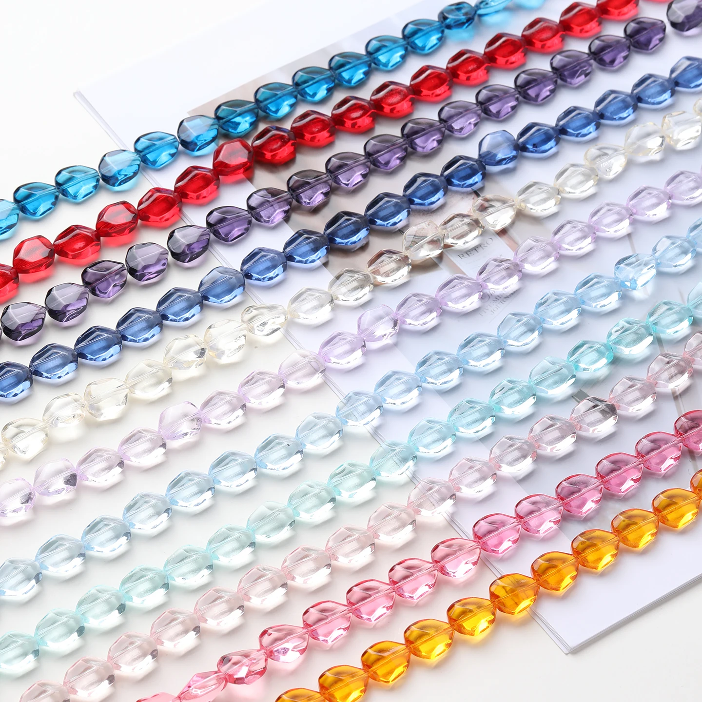 1Strand About 50pcs Glass Irregular Shaped Beads Colored Spacer Loose Beads for DIY Necklace Bracelet Jewelry Making Supplies