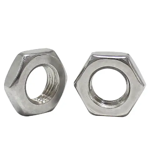 5-50 Uds M2 M2.5 M3 M4 M5 M6 M8 M10 M12 M14 M16 DIN439 GB6172 304 oblea hexagonal plana de acero inoxidable tuerca de atasco baja y delgada