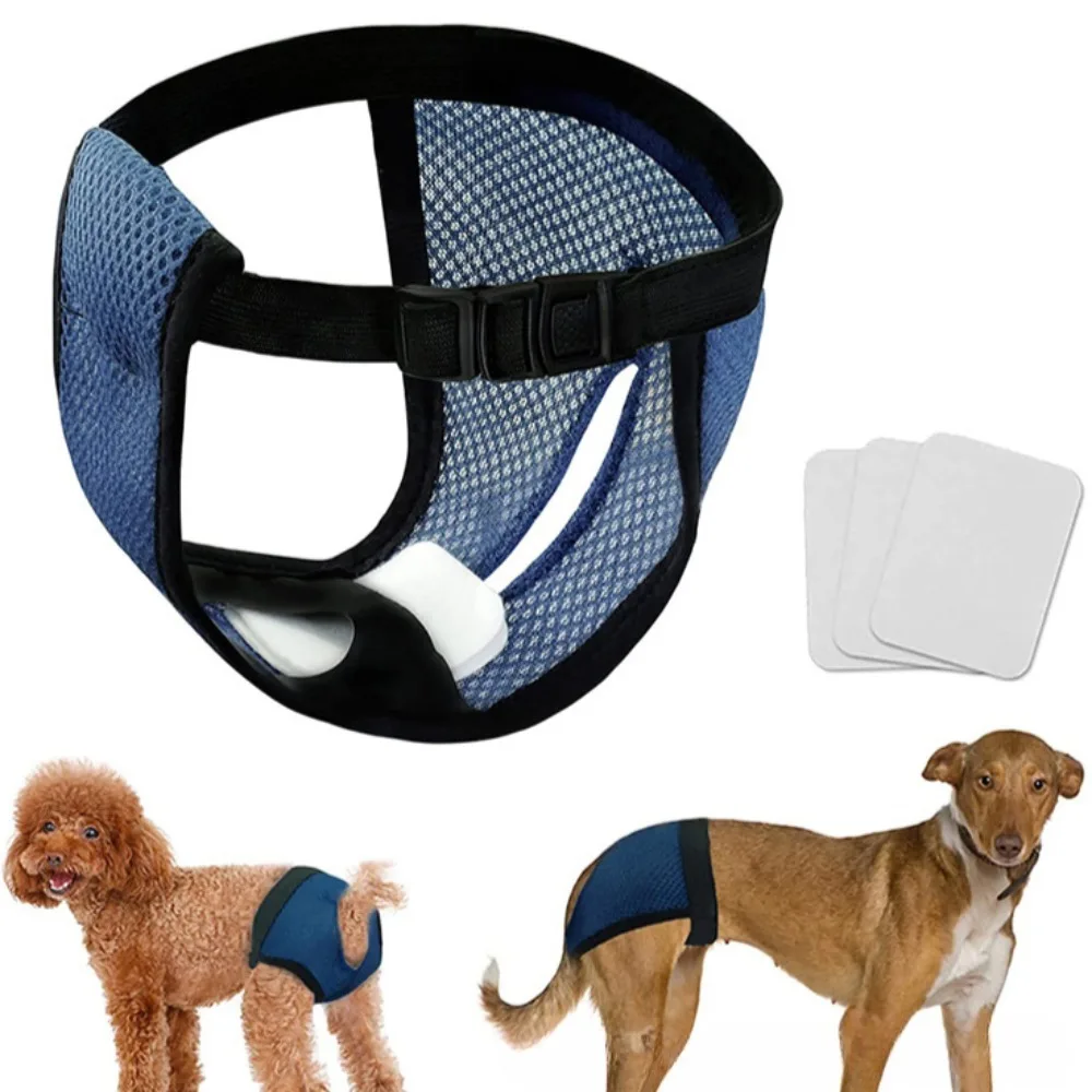 Female Dog Panties with 3 Cotton Pads Reusable Diapers Pet Breathable Mesh Physiological Pant For Small Medium and Large Dogs