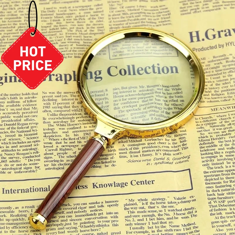 Vintage Wooden Handle Handheld Magnifying Glass With Mini Pocket Magnifier Keychain For Reading Jewelry Check