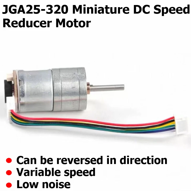 JGA25-320 Miniature DC Speed Reducer Motor with Encoder, Adjustable-speed Motor with Forward and Reverse Rotation Capability