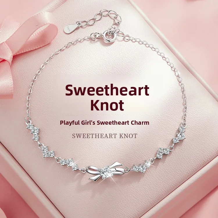 princess-style-gold-colored-bracelet-for-women-knot-design-birthday-gift-fashion-jewelry-silver-925