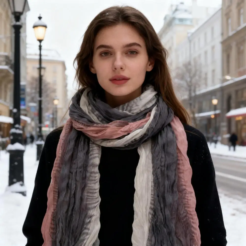 الرجال التدرج وشاح نغمتين مطوي وشاح أنيق نغمتين التدرج مطوي وشاح للنساء أنيق الرقبة للطقس للنساء