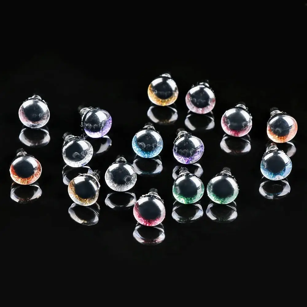 10Pairs 10mm Glitter Crystal Eyes Plastic Safety Crafts Eyes Bear Animal DIY Dolls Puppet Accessories Stuffed Toys Parts