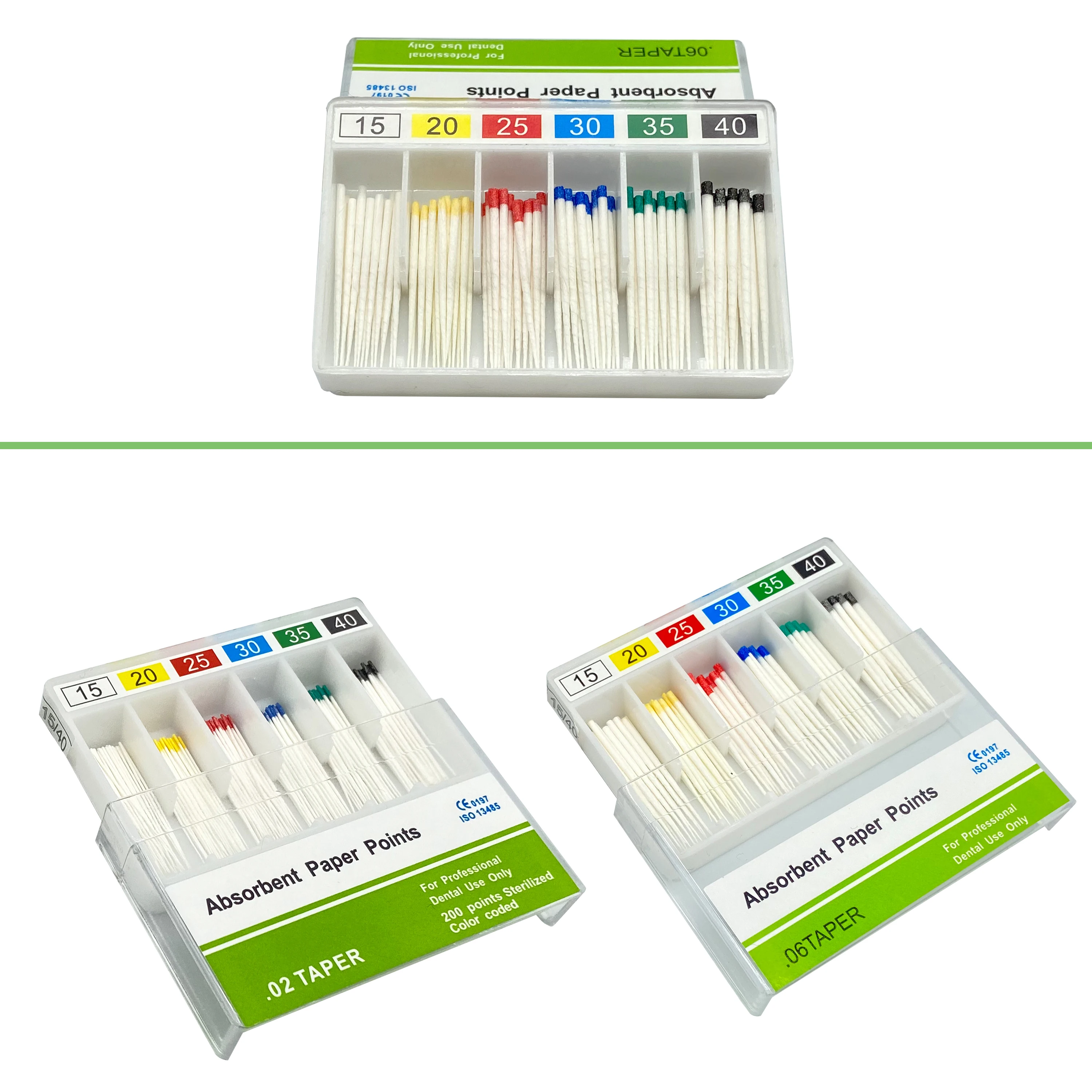 10 Boxes Dental Absorbent Paper Points Root Cancel Endodontics Cotton Fiber Tips Dental Material Taper 02 04 06 15-40 F1-F3