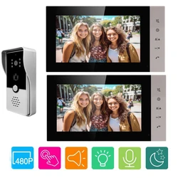 Video Intercom for Apartment Home 4-Wired IP65 Waterproof Color Night Doorbell Camera with Unlock,1~2 monitors Kit