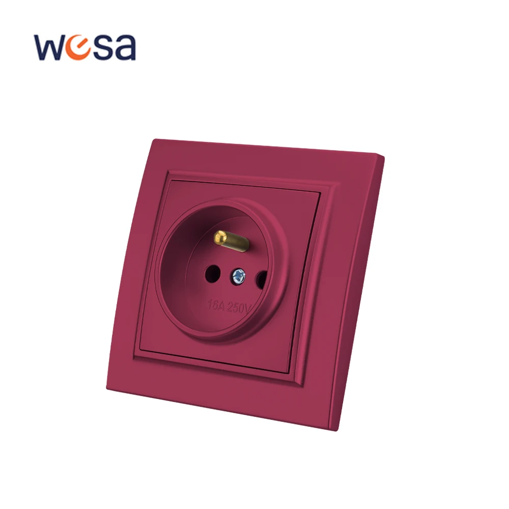 Wesa Red France Standaard Stopcontact Stopcontact Elektrische Outlett Met Grond Vlamvertragende Spuitverf Plastic Nieuw