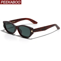 Peekaboo retro style polarized sunglasses men driving leopard brown tr90 cat eye sun glasses for women uv400 unisex gift items