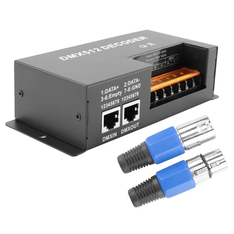 

ABGG-2X 4-канальный декодер DMX RGBW PWM DMX512 Драйвер диммера RGBW Светодиодная лента Контроллер света Вход 12 В-24 В постоянного тока