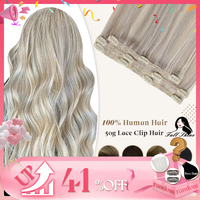 Full Shine 50 Grams Clip in Hair Extensions Human Hair Ombre Color 3Pcs Human Hair Clip in Extensions for Women