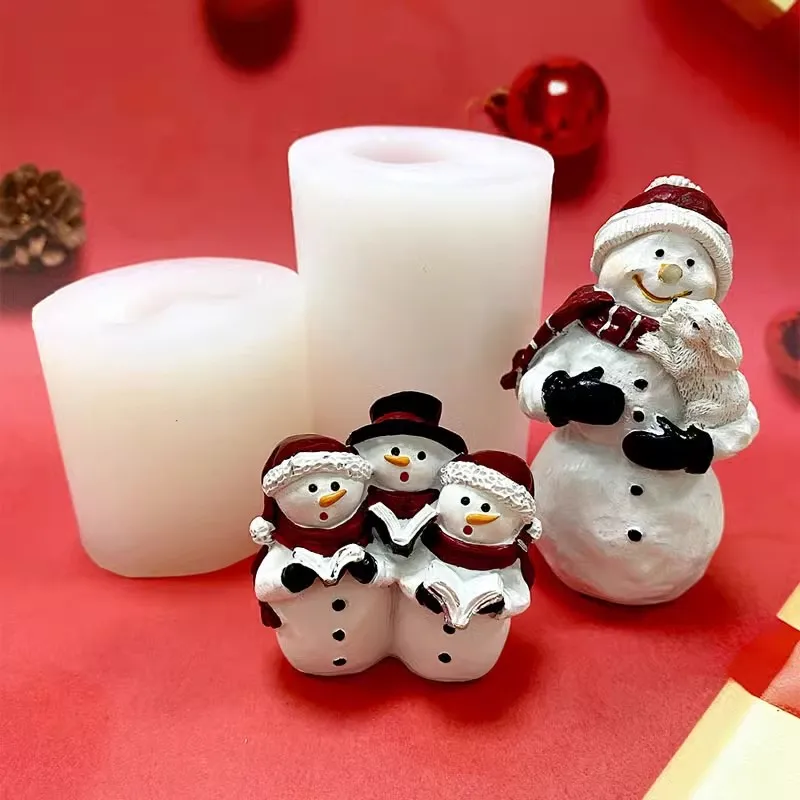 3D snowman drop mold silicone fondant cake chocolate mousse resin plaster candle aromatherapy Christmas