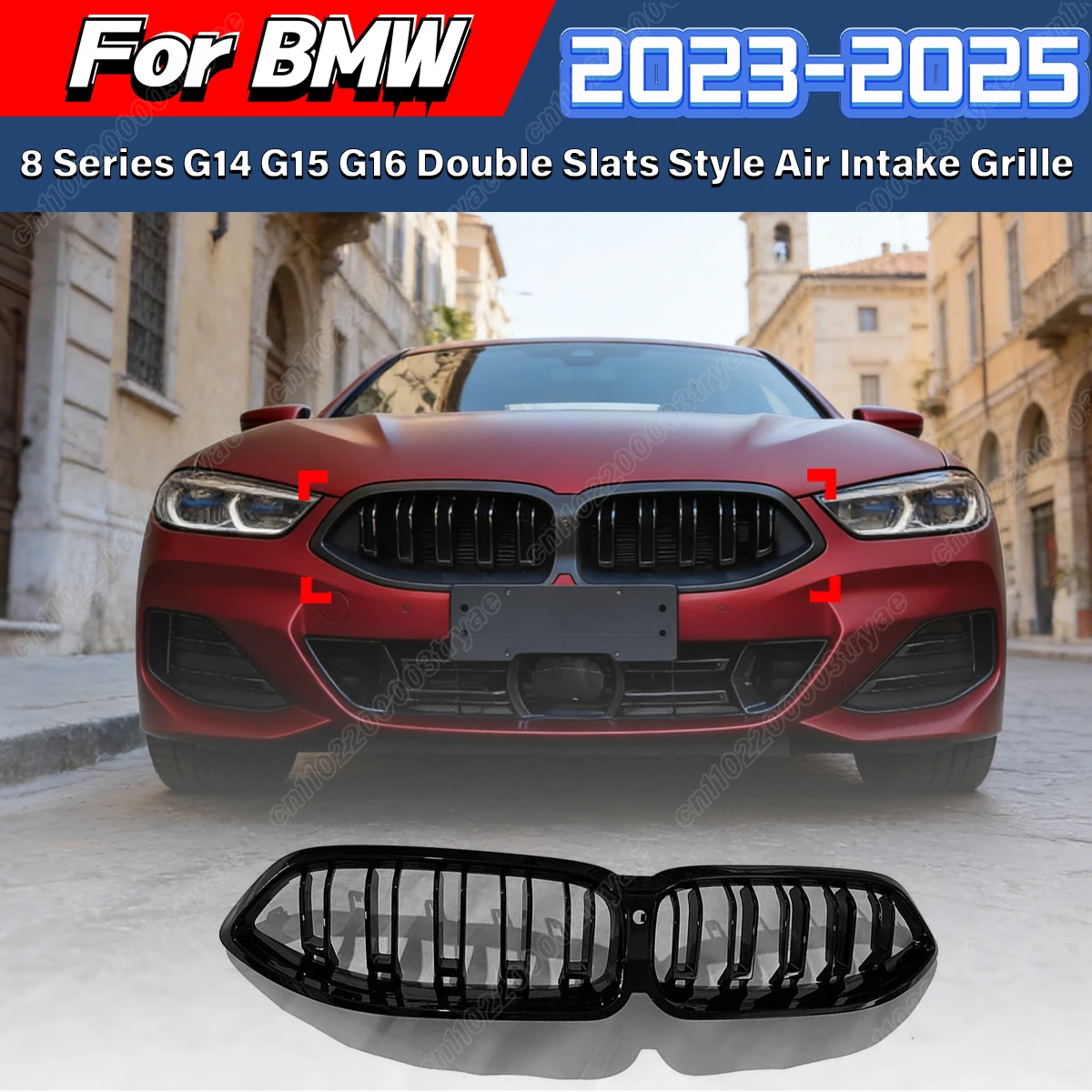 

For BMW 8 Series G14 G15 G16 2023 2024 2025 M Sport Automotive Front Bumper Double Line Darth Vader Style Air Intake Grille Kit