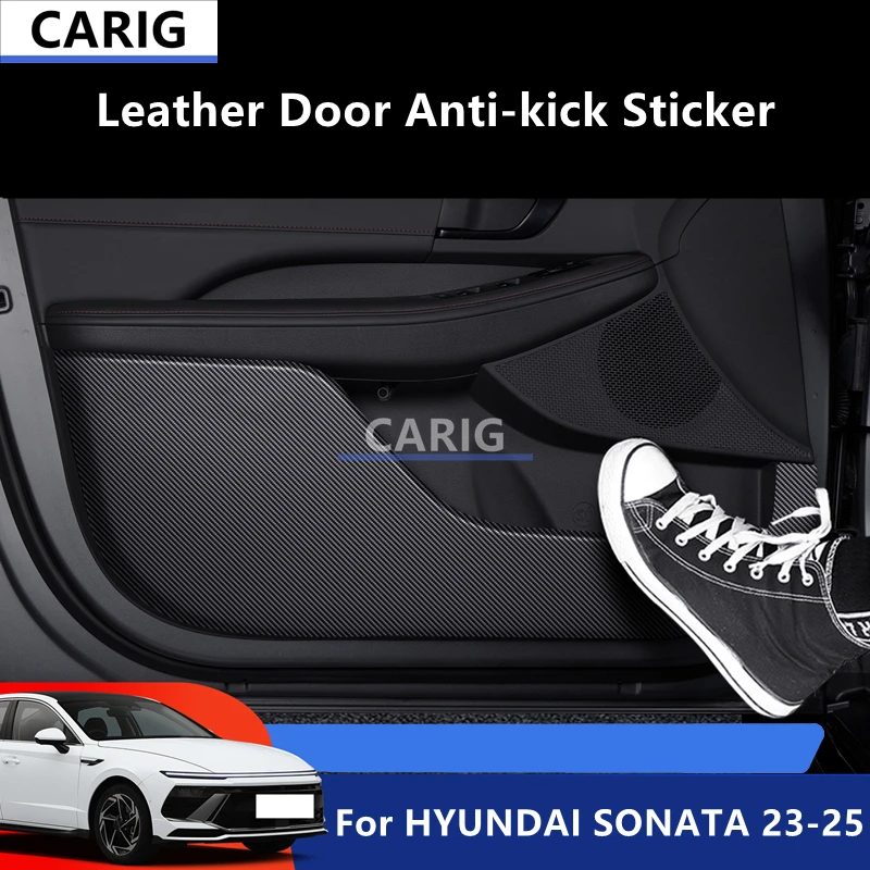 

For HYUNDAI SONATA 23-25 Leather Door Anti-kick Sticker Modified Carbon Fiber Pattern Interior Car Film Accessories Modification