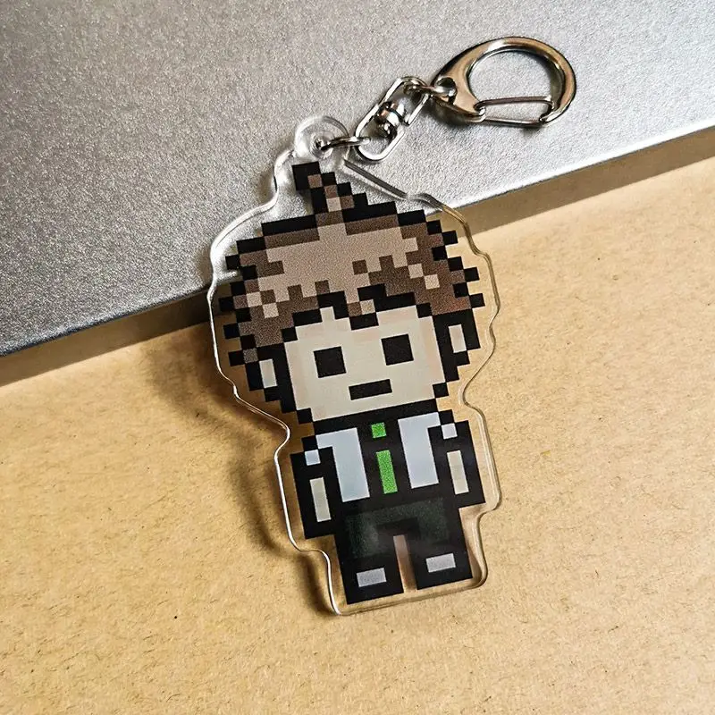 Hinata Hajime Nagito Komaeda Anime Keychain Danganronpa Pixel Style Acrylic Key Chain Woman Kawaii Bag Pendent Decor Accessories