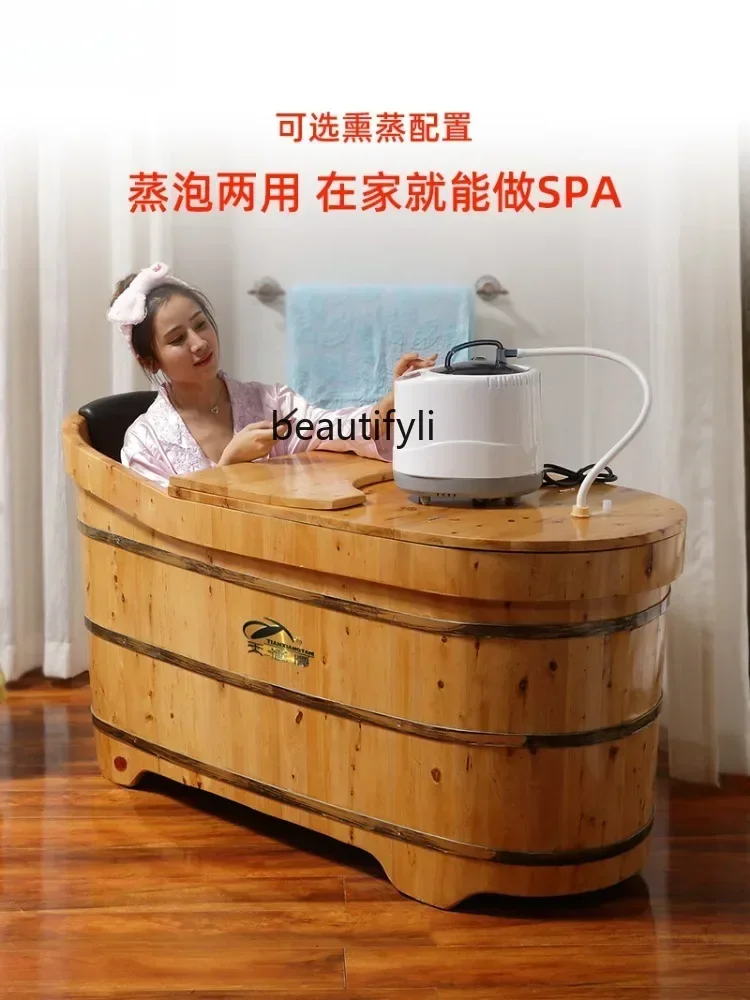 

BJ Automatic Heating Wooden Barrel Household Body Adult Medicated Bath Tub Bath Barrel Constant Temperature Bathtub Bath Bucket