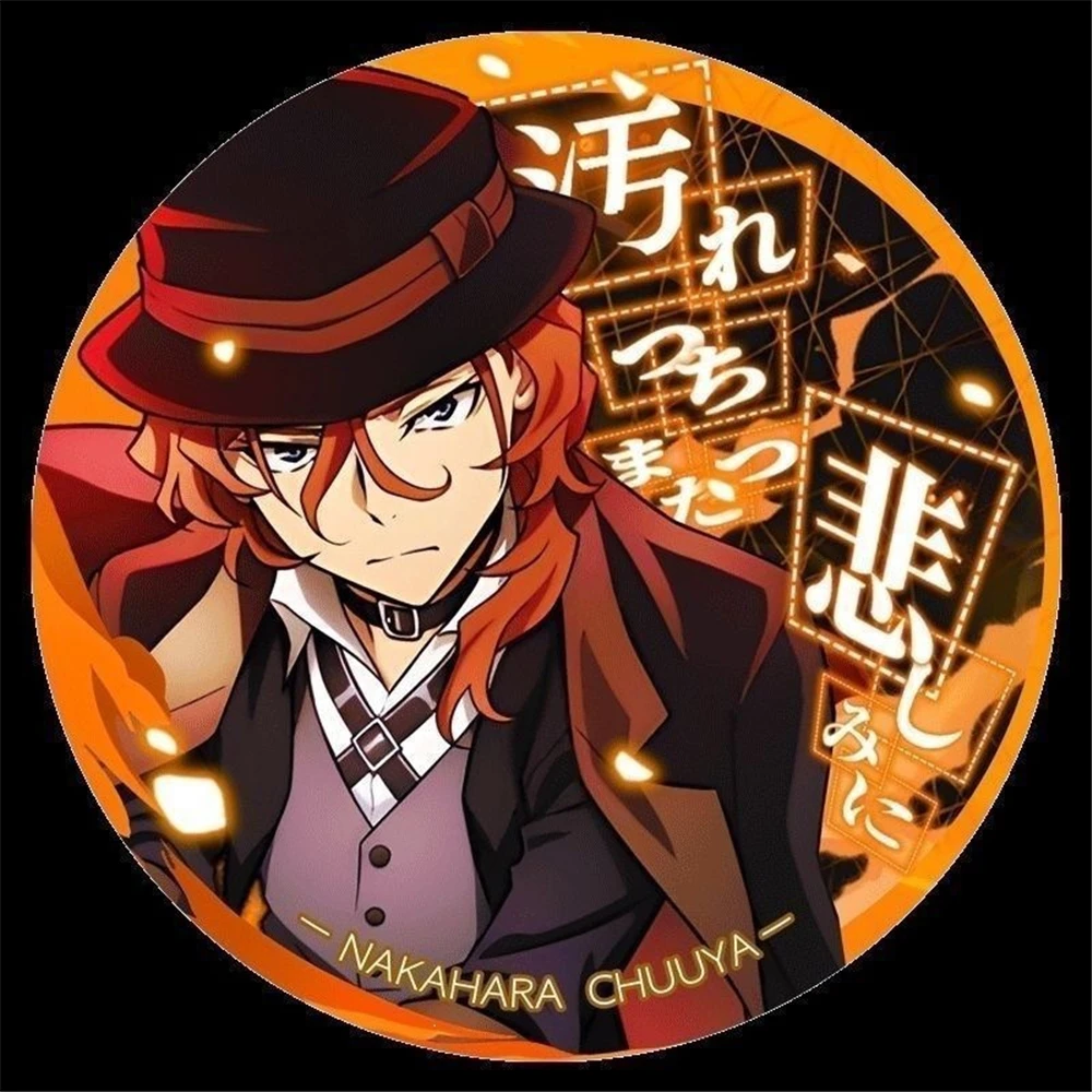 58mm Anime ‌Bungo Stray Dogs Ryunosuke Akutagawa Nakahara Chuuya Cosplay COSTUME Badge Pin SPTE Tinplate Brooch﻿ Prop Gilf