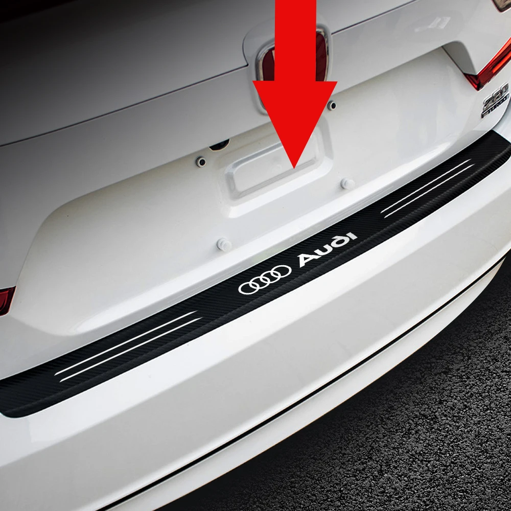1/4PCS For Audi A1 B6 S Q5 S3 Q2 B7 A3 B5 TT 8P B8 B9 S5 A4 Carbon Fiber Car Door Sill Trunk Door Protector Sticker Center Cover - view 3