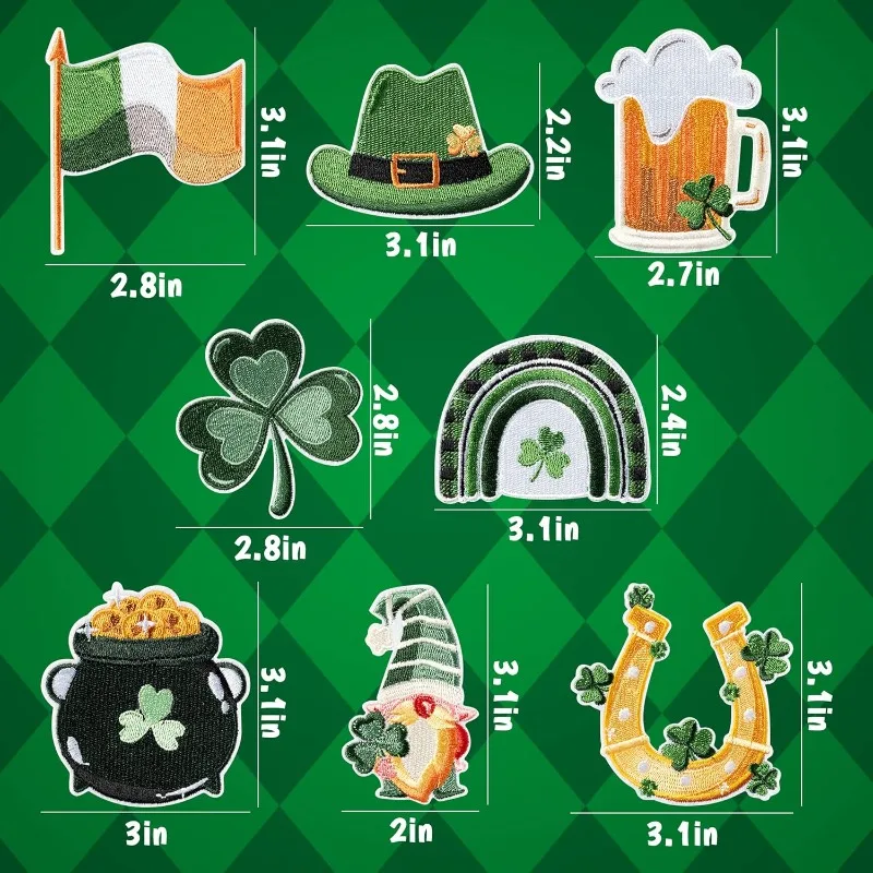 الأيرلندية عيد القديس باتريك كرنفال محظوظ شامروك بقع خياطة على زين الحديد للملابس أكياس الأحذية DIY بها بنفسك الملابس الحرفية ملصق #3