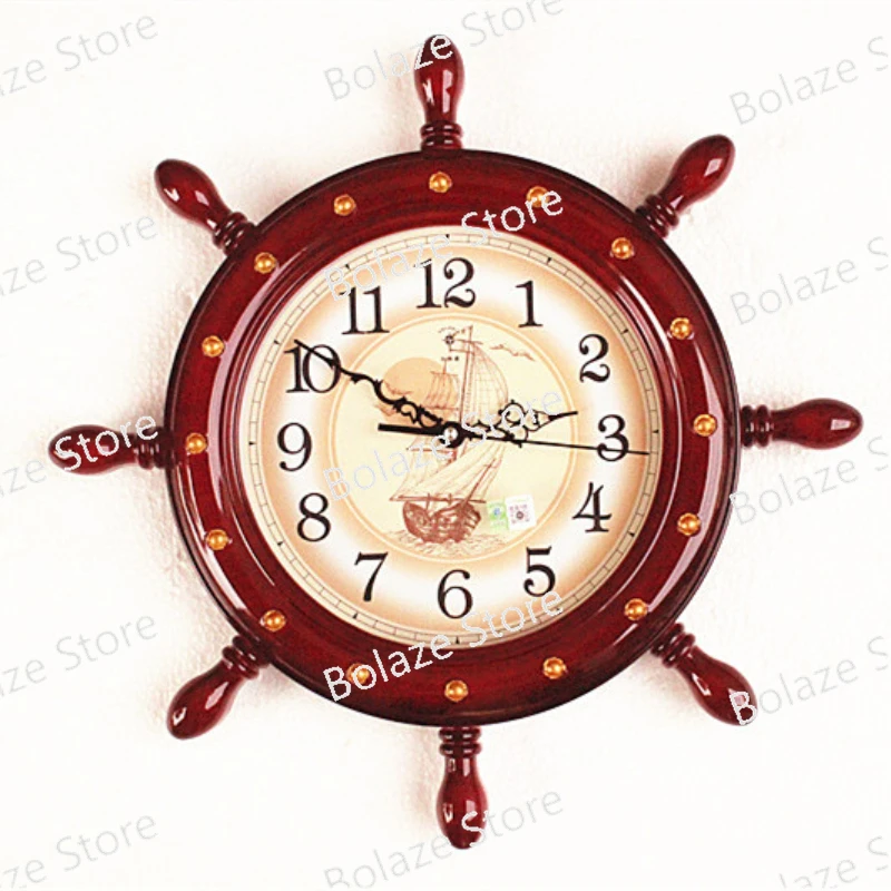 Rudder Wall Clock European Style Living Room Mute Creative Wall Clock Bedroom Simple Decorative Quartz Clock Home Decor