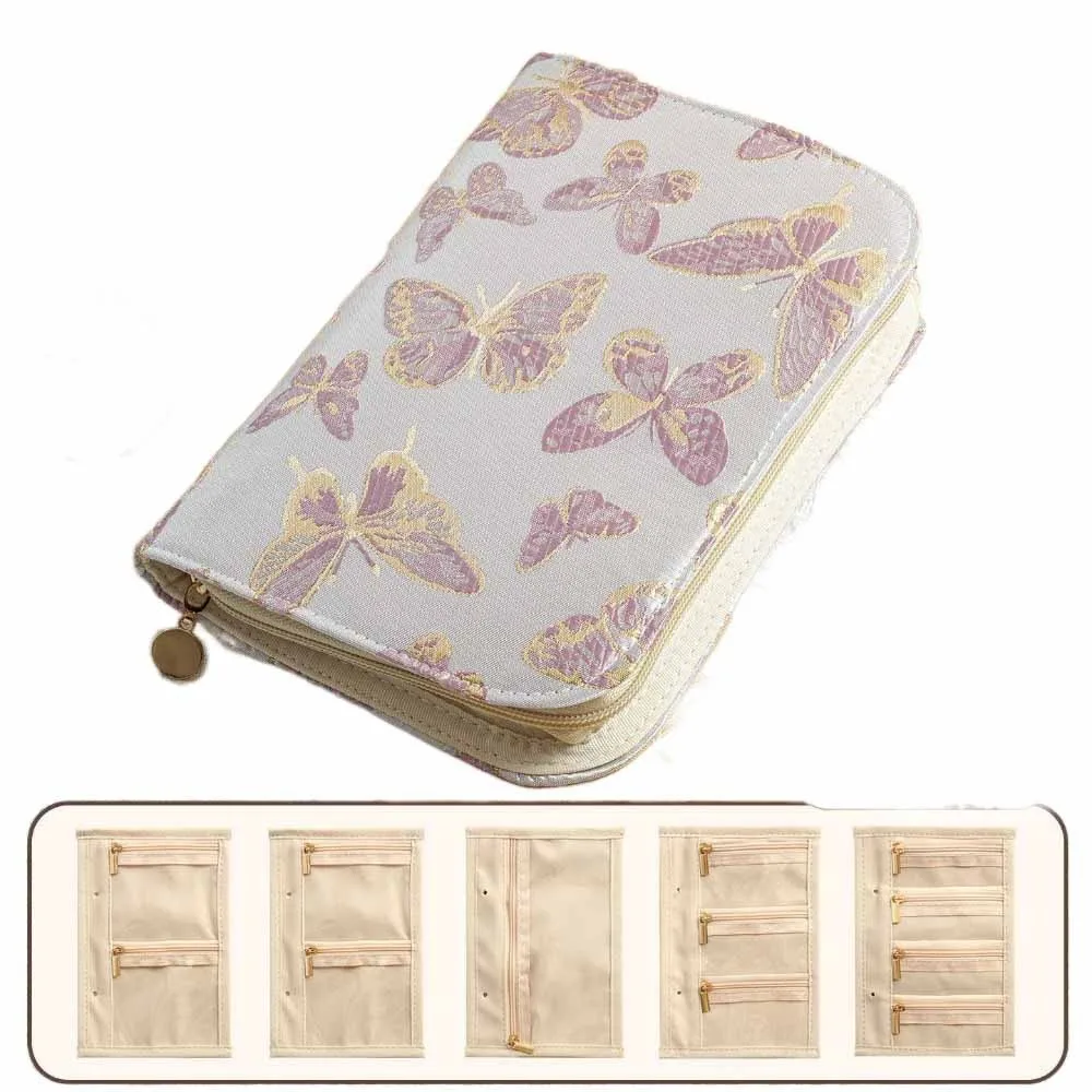 

Flower Pattern Jewelry Storage Bag with Zipper Anti-oxidation Jewelry Organizer Grid Storage Multi-layer