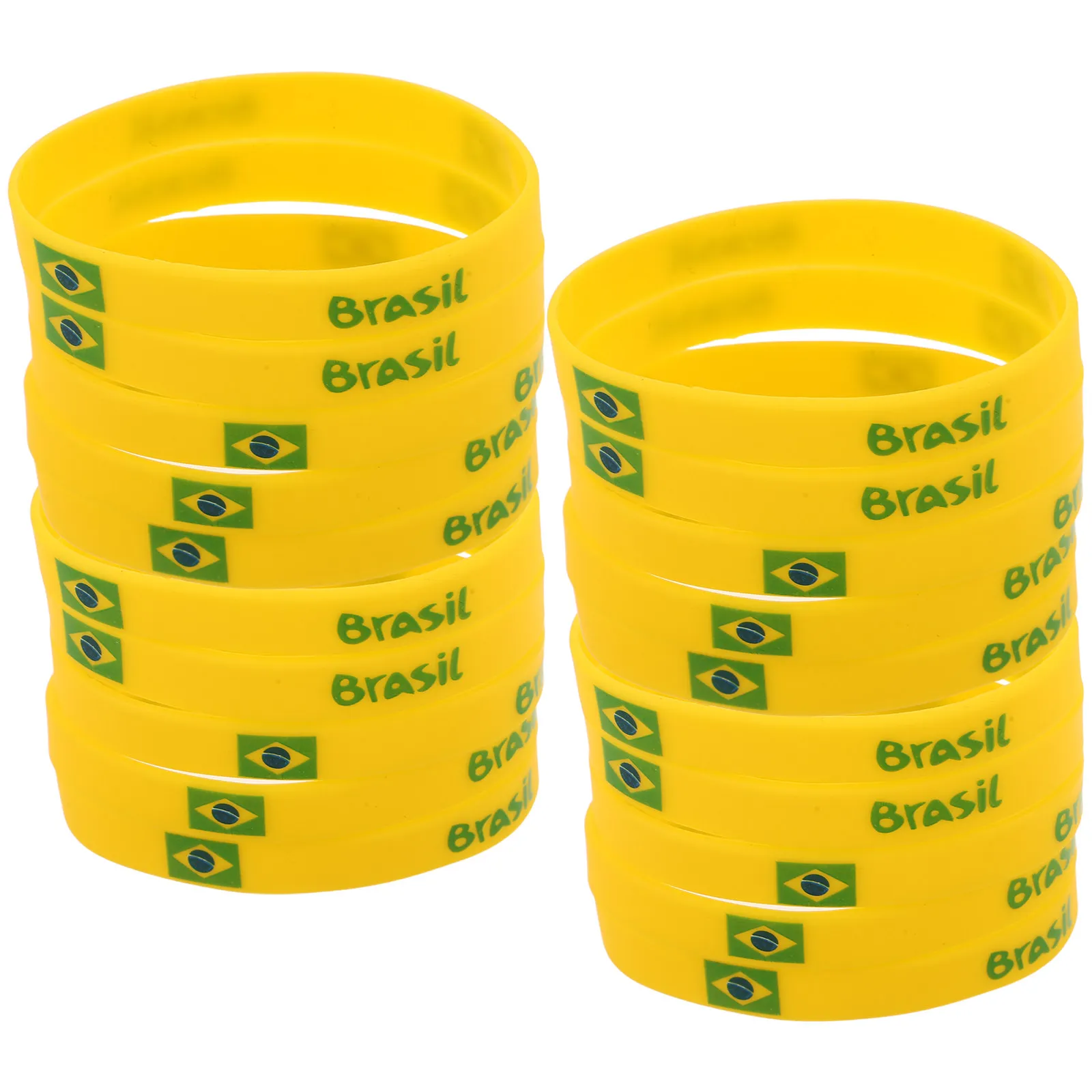 20Pcs Brazil Flag Silicone Wristbands Patriotic Soccer Football Sports Bracelets for Men Women Fans Party Gifts Country Flag