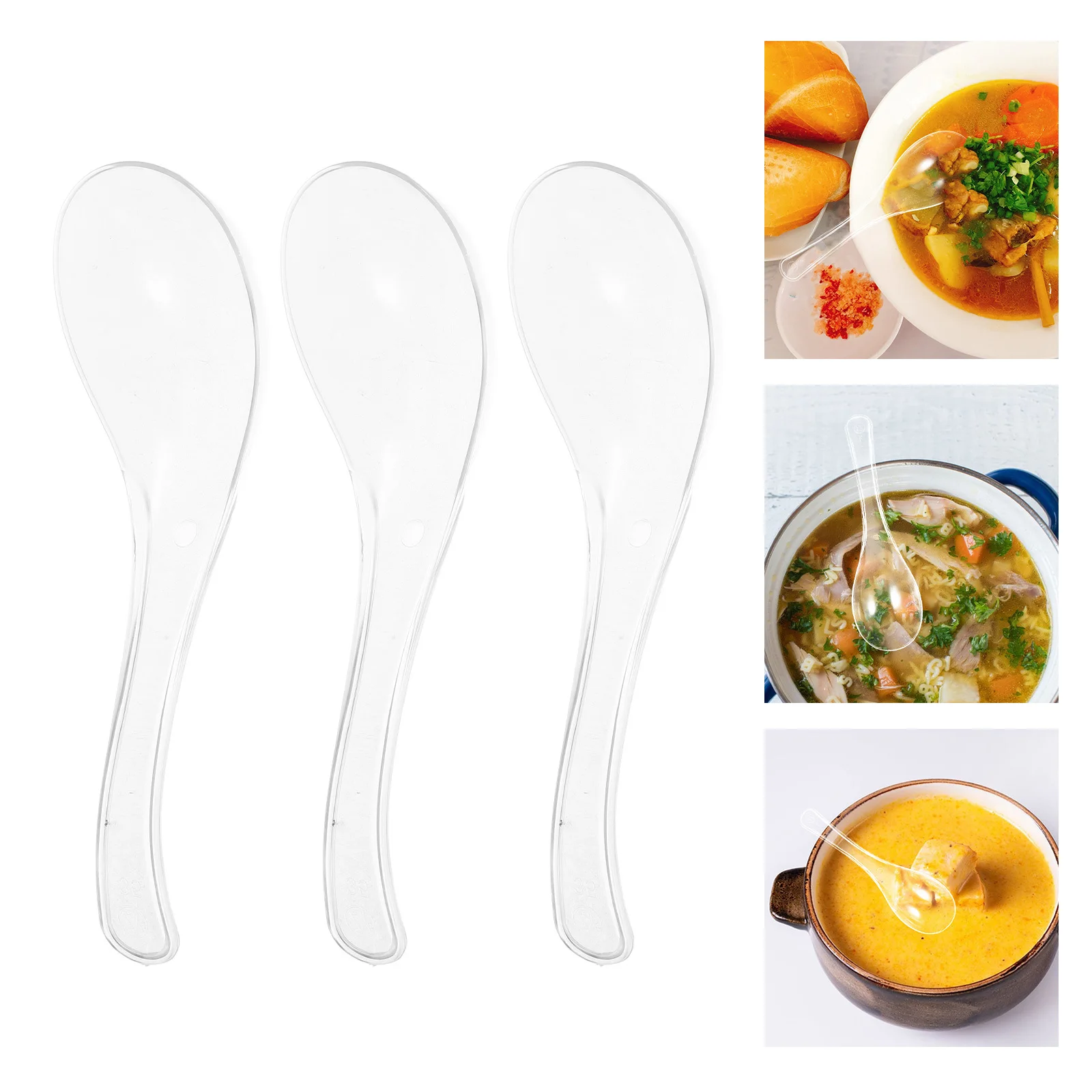 

100 Pcs Thickened Spoon Dessert Home Spoons Ice Cream Clear Fruit Appetizer Soup Utensil Cake