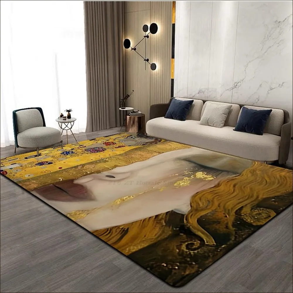 Gustav Klimt The Kiss Floor Mat Bathroom Mat Anti-slip Absorb Water Long Strip Cushion Bedroon Mat Welcome Doormat