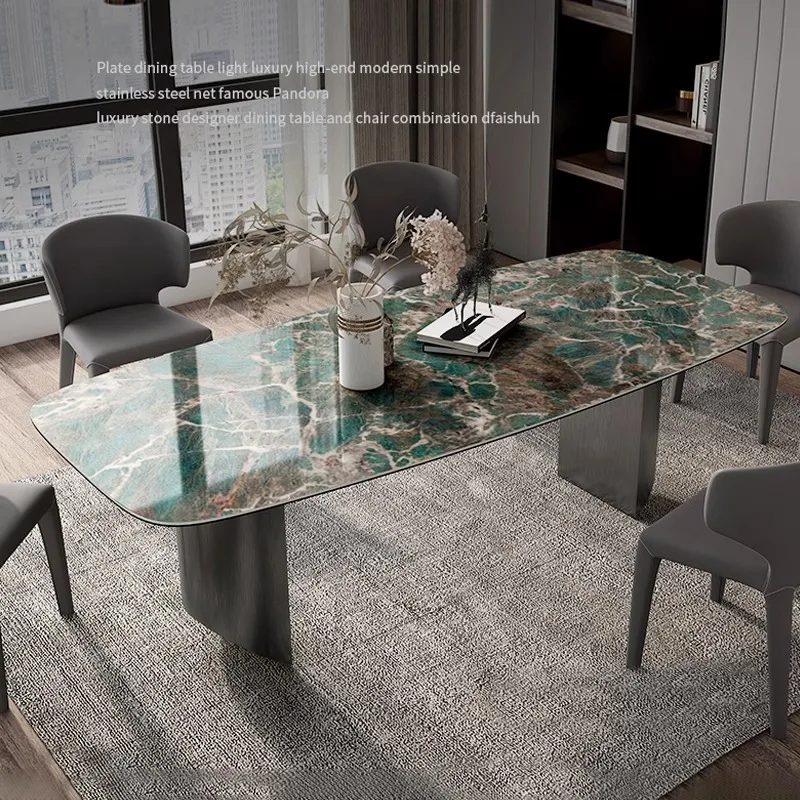 Natural Nordic European Rectangular Modern Dining Table Base Black Design Table Luxury Italian Mesas De Restaurante Furniture
