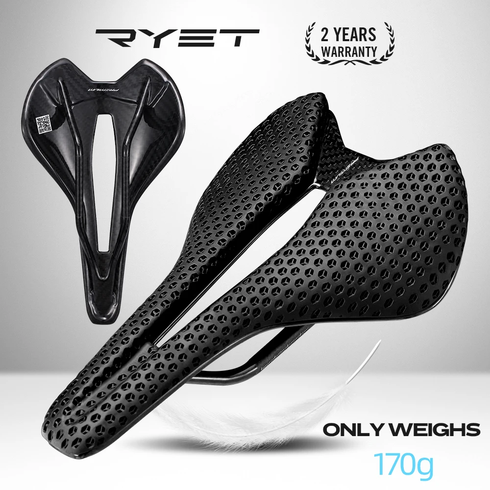 

RYET 3D печатный чехол на велосипедное седло с мягкой подкладкой, широкое сверхлегкое седло из углеродного волокна, полое дышащее седло для горного велосипеда MTB