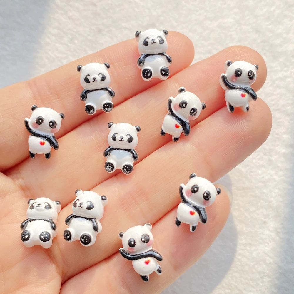 30 pezzi di resina colorata Kawaii mini cartone animato dipinto panda rosso nail art figurine di pietra con retro piatto scrapbook gioielli fai da