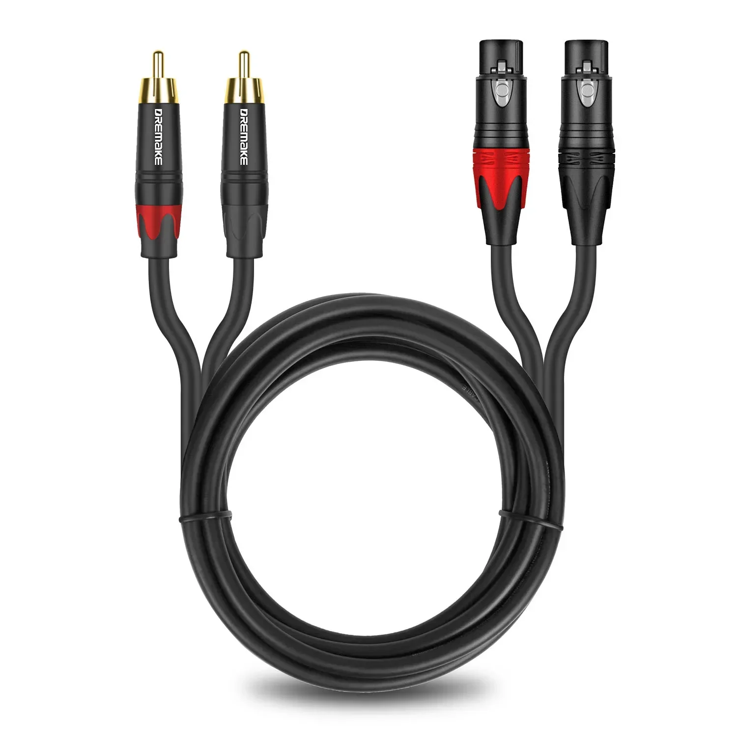 DREMAKE RCA to XLR Audio Cable Dual RCA Plug to Dual XLR 3-Pin Microphone Cable 2 XLR to 2 RCA HiFi Stereo Patch Cord Lead Wire