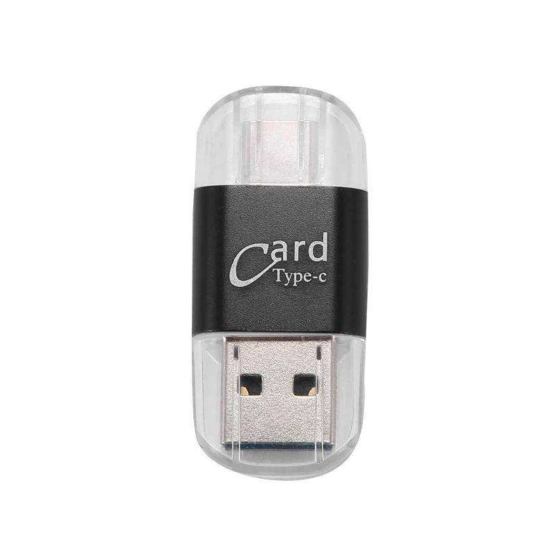 เครื่องอ่านการ์ดอะลูมิเนียม USB Type C OTG Micro-sd/tf อะแดปเตอร์เครื่องอ่านการ์ดการ์ดความจำภายนอกสำหรับคอมพิวเตอร์โทรศัพท์มือถือ (สีดำ)