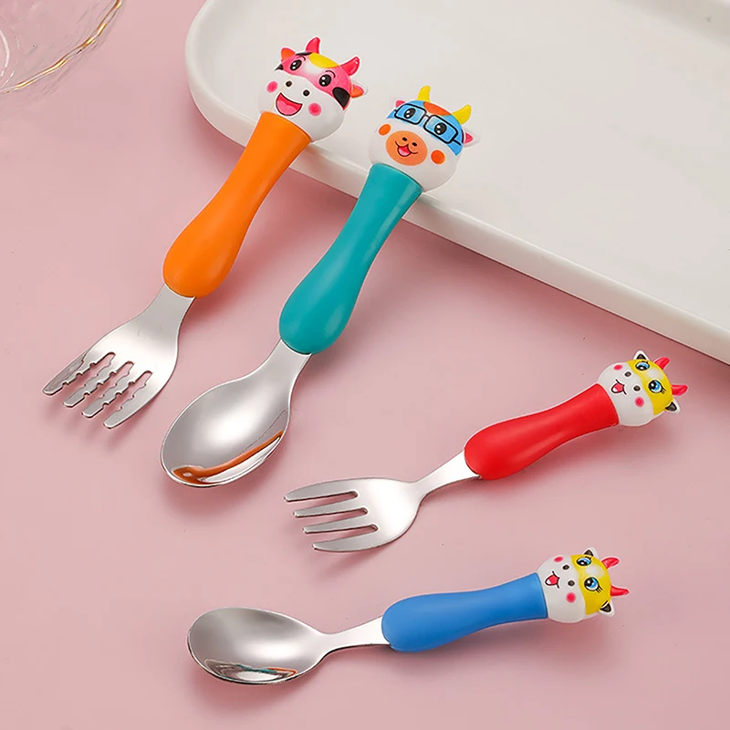 Calf Tableware Fork Spoon Cow Dad Mom Party Cartoon Anime Figure Tableware Students Family Gift Toy Party Boys And Girls