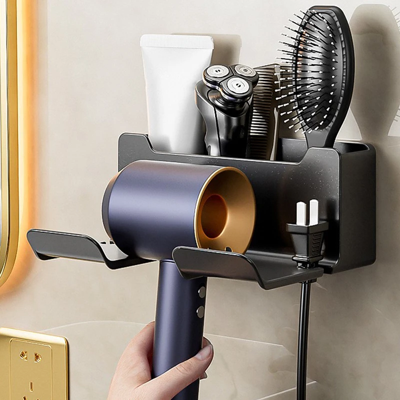 Supporto per asciugacapelli a parete per mensola del bagno senza foratura supporto per asciugacapelli in plastica organizzatore per bagno