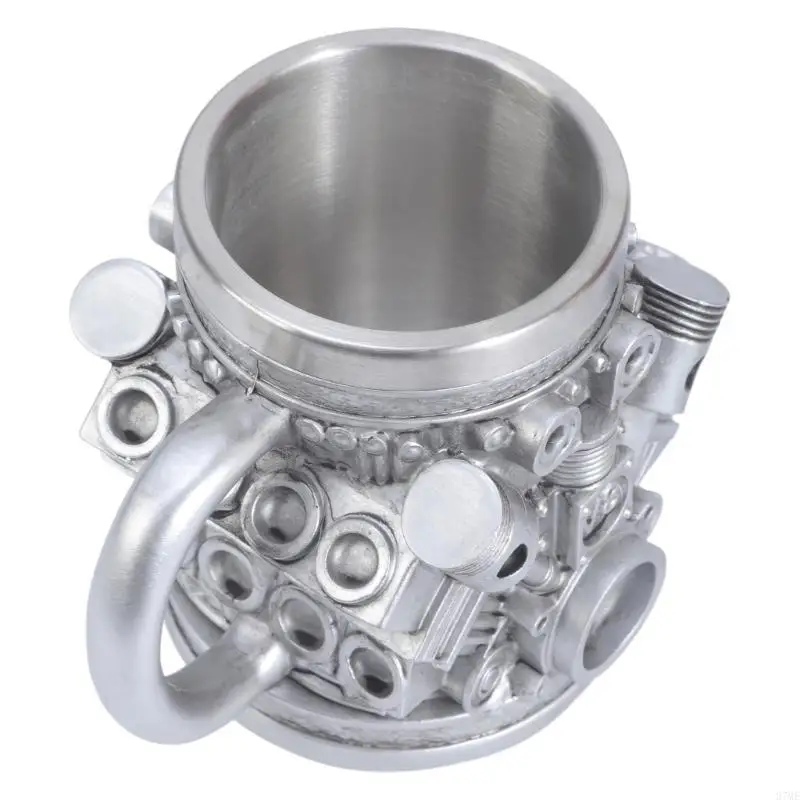 37ME Industrial Insulated Mug Stainless Steel Inner Layer Beer Cup Resin Water Container with Automotive Engine